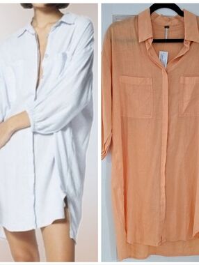 Young Fabulous & Broke Coral Sand Dollar Shirt Dress / Cover Up